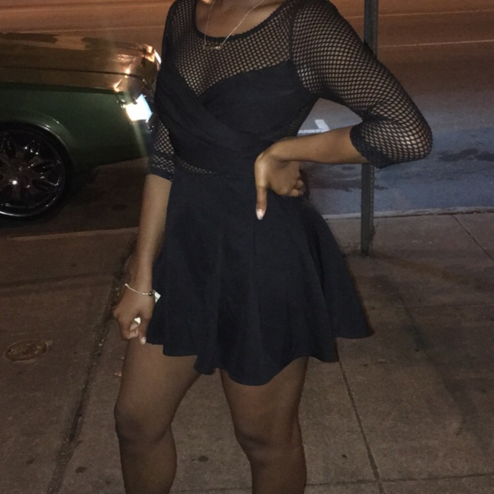 Black mesh skirt romper